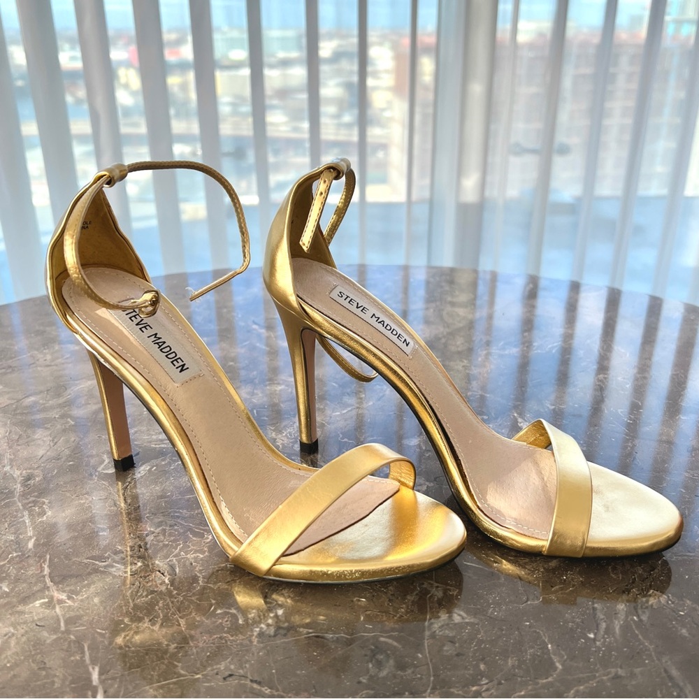 Steve Madden Gold Sandal Heels